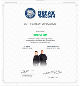 Project Breakthrough Graduation Certificate-ErnestLim